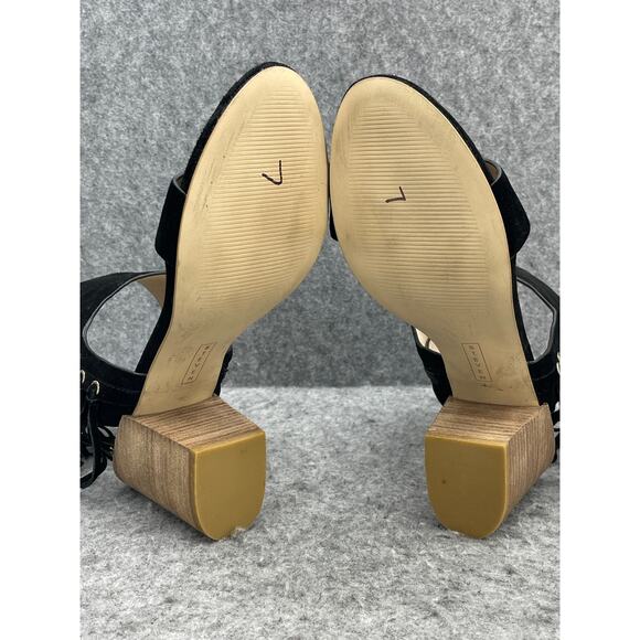 Steve Madden Luisa Black Suede Fringe Block Heel Dressy Sandal Women 9B - Picture 10 of 12